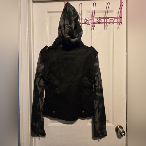 NWT PIECES MOTORCYCLE JACKET SMOKE DYE SIZE M COLOR BLACK - Picture 3 of 16